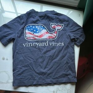 Vineyard Vines Blue Tee with American Flag Whale Design